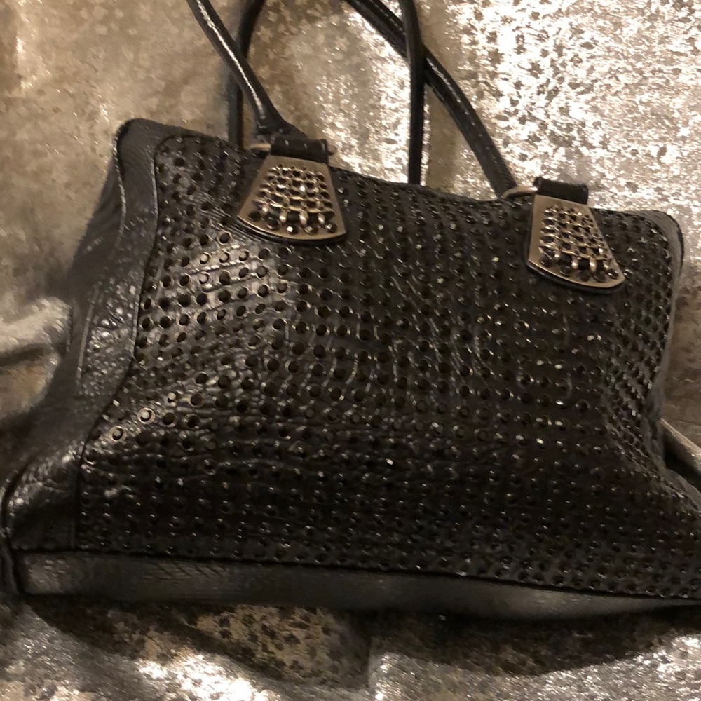 Black leather overnight bag